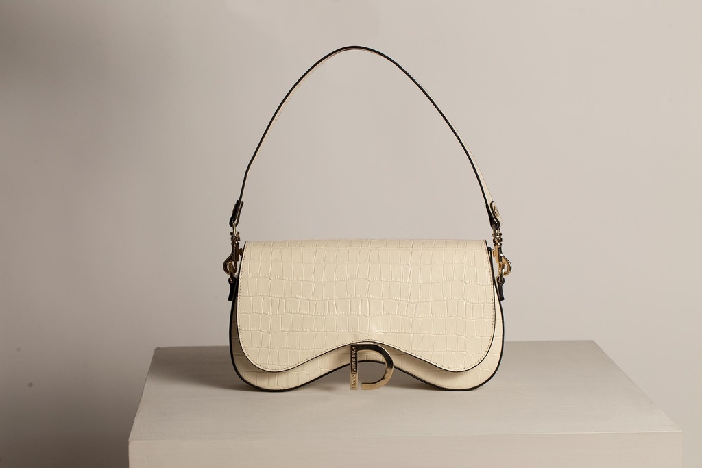 BOLSO VERONA PIEL CROCO MARFIL